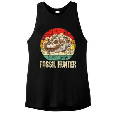 Fossil Hunter Retro Paleontologist Paleontology Ladies PosiCharge Tri-Blend Wicking Tank