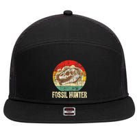 Fossil Hunter Retro Paleontologist Paleontology 7 Panel Mesh Trucker Snapback Hat