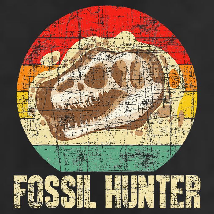 Fossil Hunter Retro Paleontologist Paleontology 7 Panel Mesh Trucker Snapback Hat