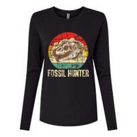 Fossil Hunter Retro Paleontologist Paleontology Womens Cotton Relaxed Long Sleeve T-Shirt