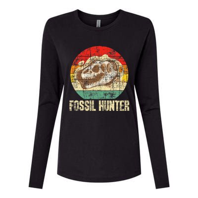 Fossil Hunter Retro Paleontologist Paleontology Womens Cotton Relaxed Long Sleeve T-Shirt