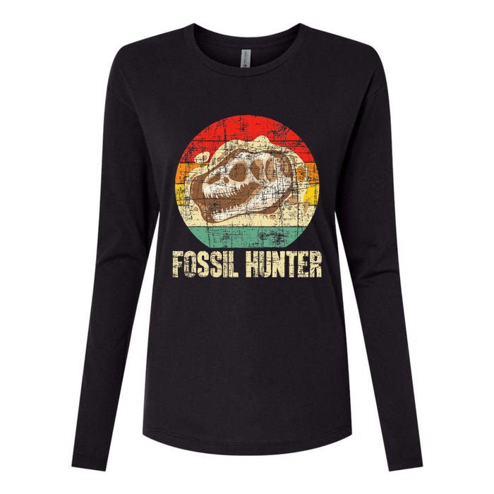 Fossil Hunter Retro Paleontologist Paleontology Womens Cotton Relaxed Long Sleeve T-Shirt