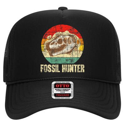 Fossil Hunter Retro Paleontologist Paleontology High Crown Mesh Back Trucker Hat