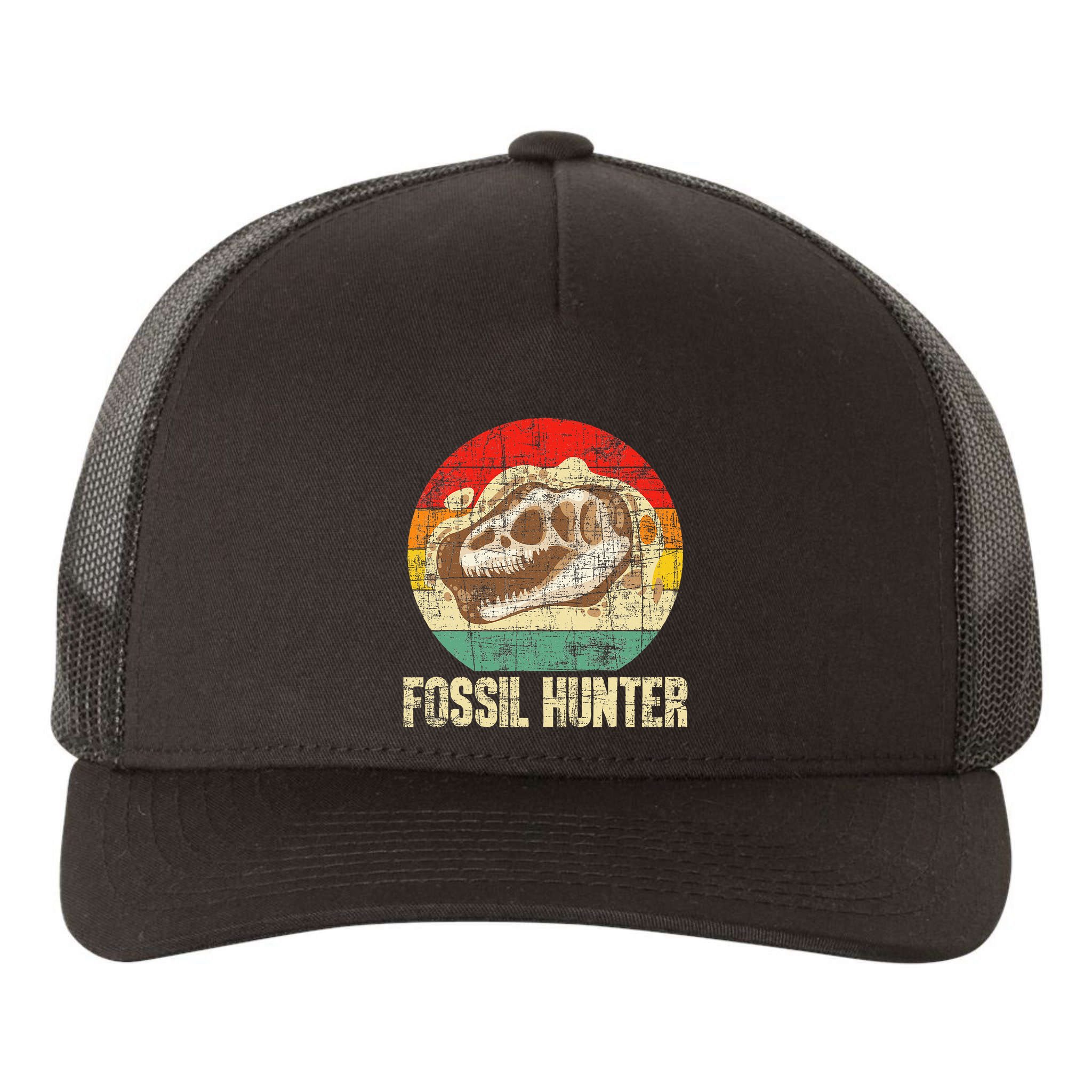 Fossil Hunter Retro Paleontologist Paleontology Yupoong Adult 5-Panel Trucker Hat