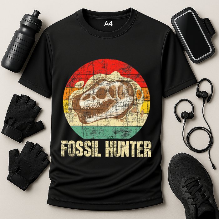 Fossil Hunter Retro Paleontologist Paleontology Performance Shirt