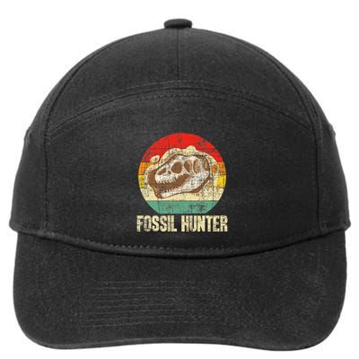 Fossil Hunter Retro Paleontologist Paleontology 7-Panel Snapback Hat