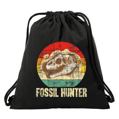 Fossil Hunter Retro Paleontologist Paleontology Drawstring Bag