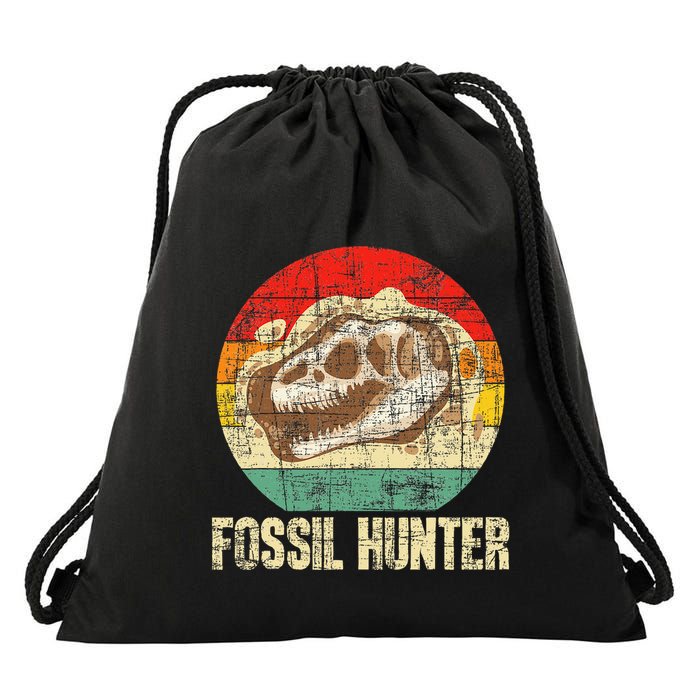 Fossil Hunter Retro Paleontologist Paleontology Drawstring Bag