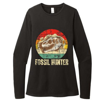 Fossil Hunter Retro Paleontologist Paleontology Womens CVC Long Sleeve Shirt