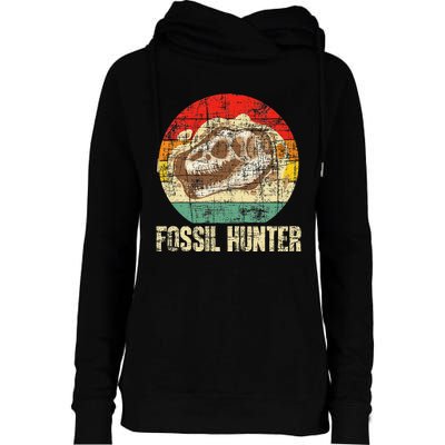 Fossil Hunter Retro Paleontologist Paleontology Womens Funnel Neck Pullover Hood