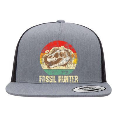 Fossil Hunter Retro Paleontologist Paleontology Flat Bill Trucker Hat