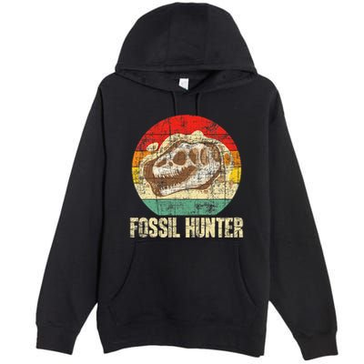 Fossil Hunter Retro Paleontologist Paleontology Premium Pullover Hoodie