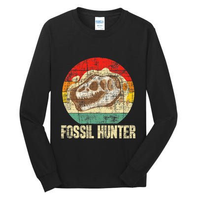 Fossil Hunter Retro Paleontologist Paleontology Tall Long Sleeve T-Shirt