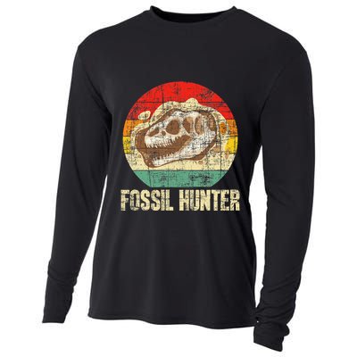 Fossil Hunter Retro Paleontologist Paleontology Cooling Performance Long Sleeve Crew