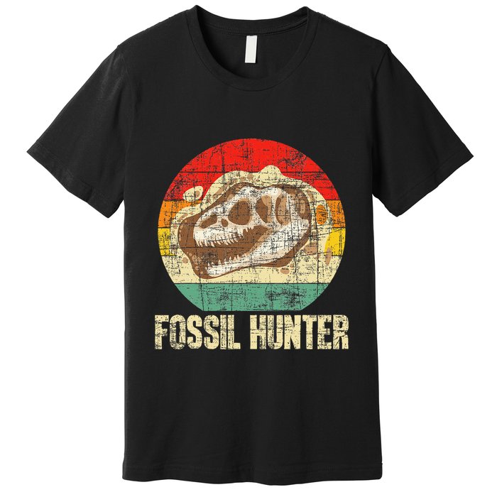 Fossil Hunter Retro Paleontologist Paleontology Premium T-Shirt