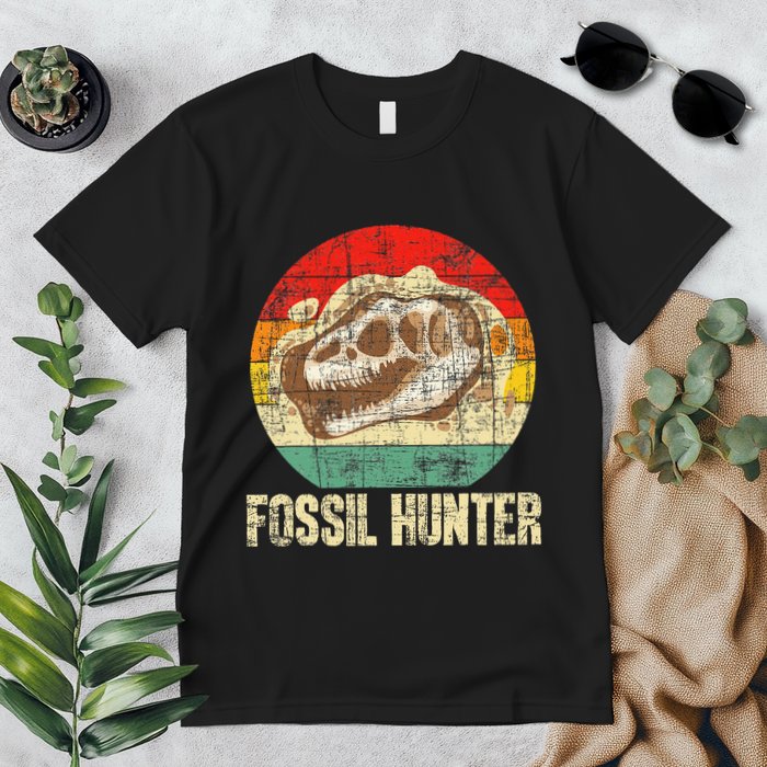 Fossil Hunter Retro Paleontologist Paleontology Premium T-Shirt