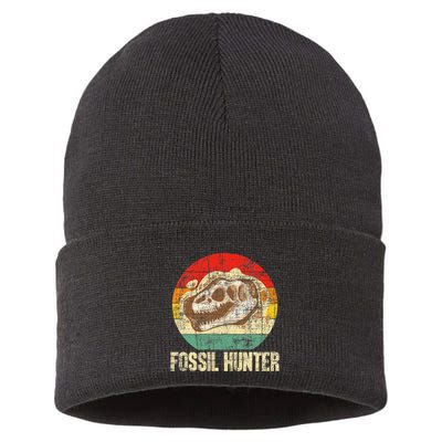 Fossil Hunter Retro Paleontologist Paleontology Sustainable Knit Beanie