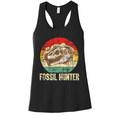 Fossil Hunter Retro Paleontologist Paleontology Women's Racerback Tank