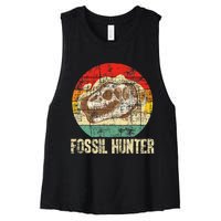 Fossil Hunter Retro Paleontologist Paleontology Women's Racerback Cropped Tank