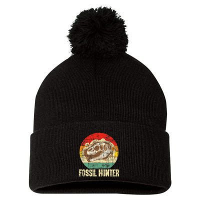 Fossil Hunter Retro Paleontologist Paleontology Pom Pom 12in Knit Beanie