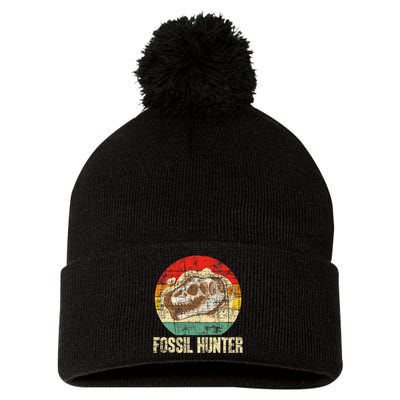 Fossil Hunter Retro Paleontologist Paleontology Pom Pom 12in Knit Beanie