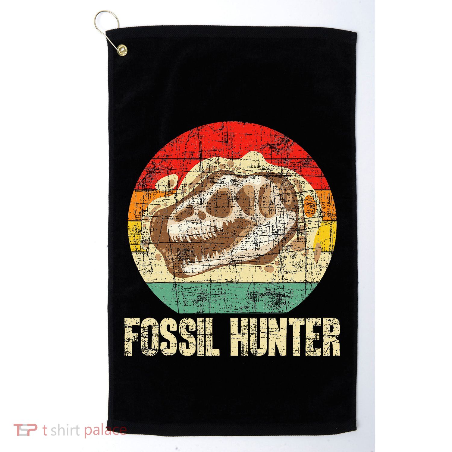 Fossil Hunter Retro Paleontologist Paleontology Golf Towel