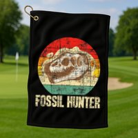 Fossil Hunter Retro Paleontologist Paleontology Golf Towel