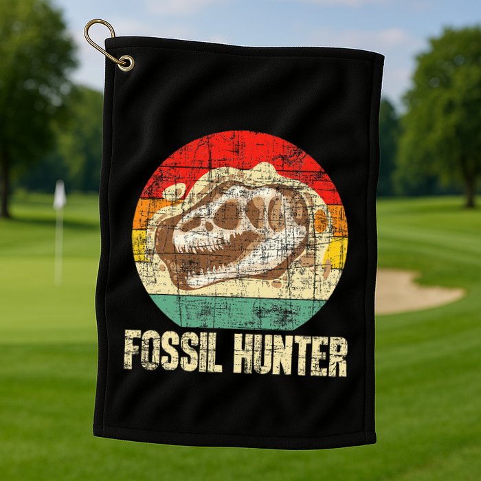 Fossil Hunter Retro Paleontologist Paleontology Golf Towel