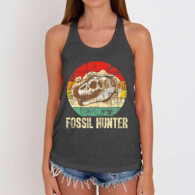 Fossil Hunter Retro Paleontologist Paleontology Women's Knotted Racerback Tank