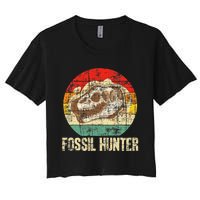 Fossil Hunter Retro Paleontologist Paleontology Women's Crop Top Tee