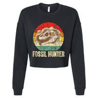Fossil Hunter Retro Paleontologist Paleontology Cropped Pullover Crew