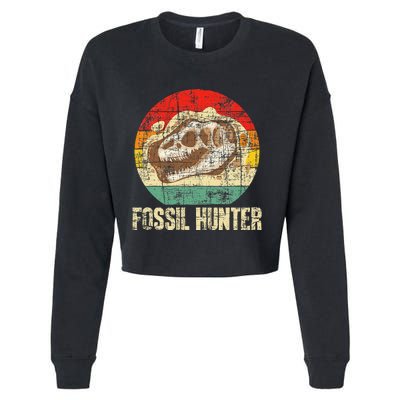 Fossil Hunter Retro Paleontologist Paleontology Cropped Pullover Crew