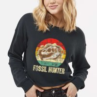 Fossil Hunter Retro Paleontologist Paleontology Cropped Pullover Crew