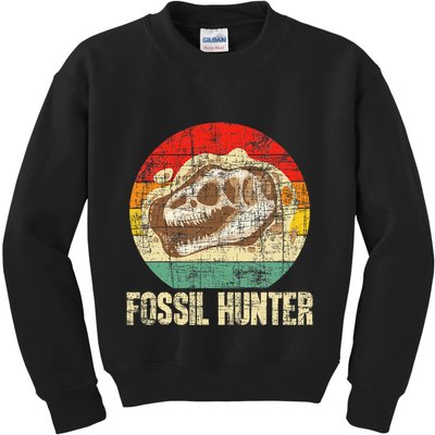 Fossil Hunter Retro Paleontologist Paleontology Kids Sweatshirt