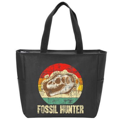 Fossil Hunter Retro Paleontologist Paleontology Zip Tote Bag