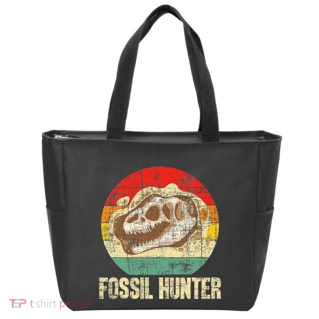 Fossil Hunter Retro Paleontologist Paleontology Zip Tote Bag