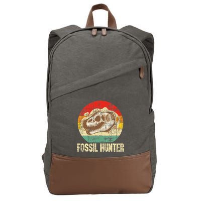 Fossil Hunter Retro Paleontologist Paleontology Cotton Canvas Backpack