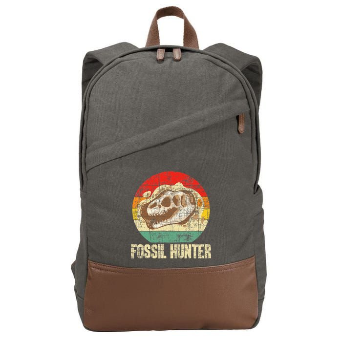 Fossil Hunter Retro Paleontologist Paleontology Cotton Canvas Backpack