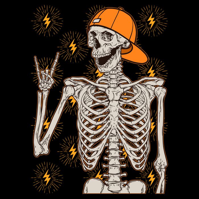 Funny Halloween Rock On Skeleton Cooling Performance Crew T-Shirt