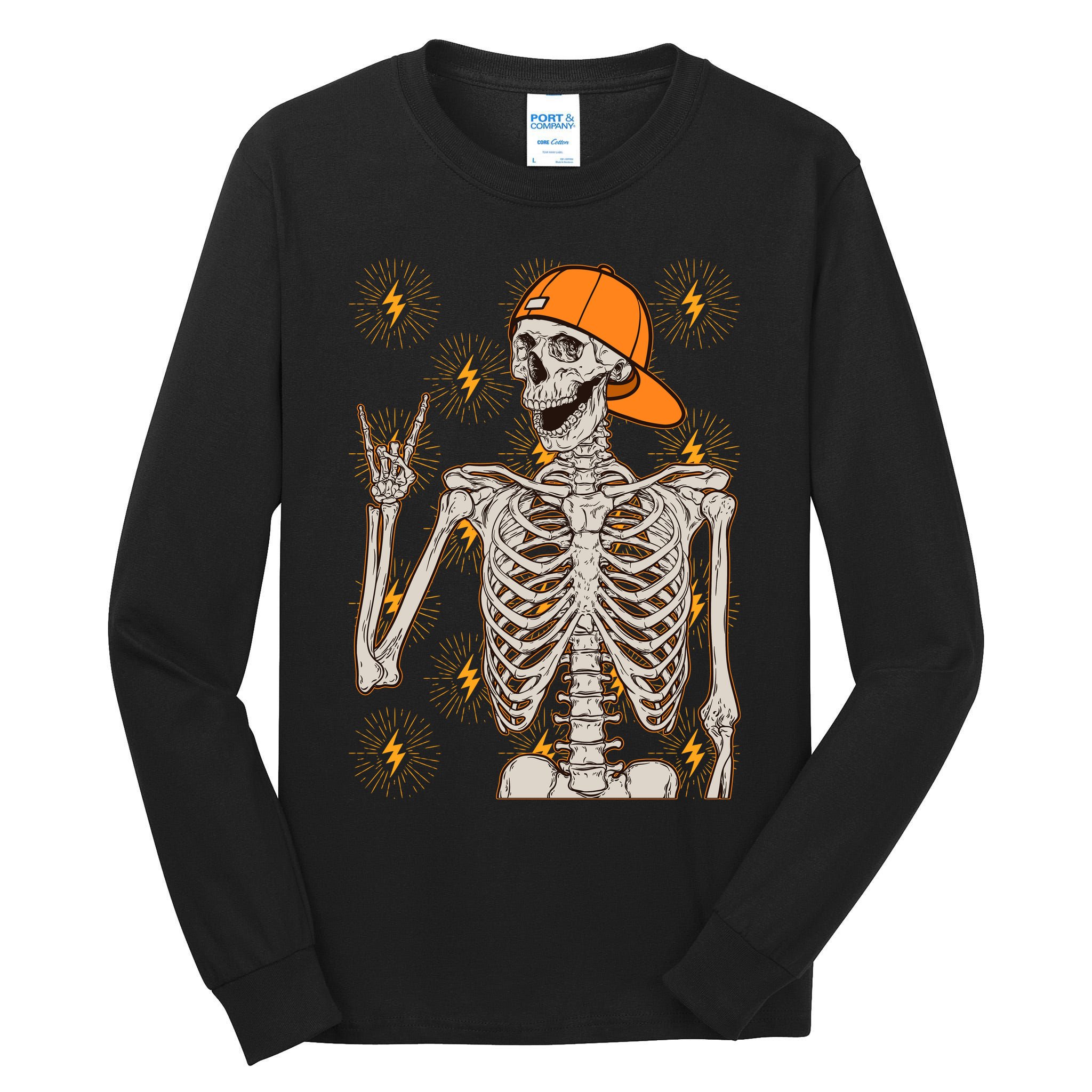 Funny Halloween Rock On Skeleton Tall Long Sleeve T-Shirt