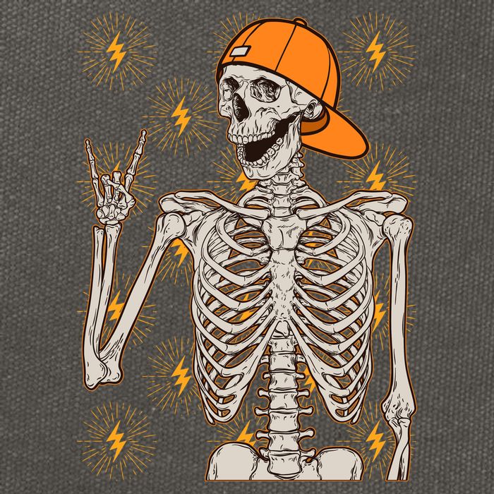 Funny Halloween Rock On Skeleton Cotton Canvas Backpack