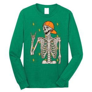 Funny Halloween Rock On Skeleton Long Sleeve Shirt