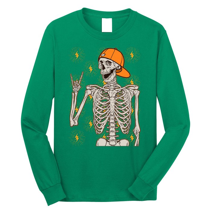 Funny Halloween Rock On Skeleton Long Sleeve Shirt