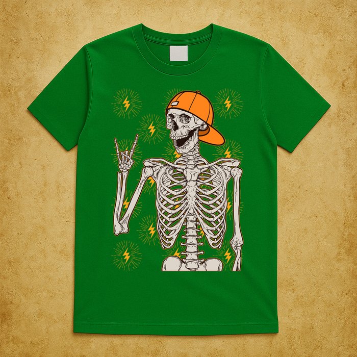 Funny Halloween Rock On Skeleton T-Shirt