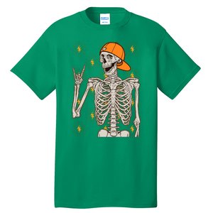 Funny Halloween Rock On Skeleton Tall T-Shirt