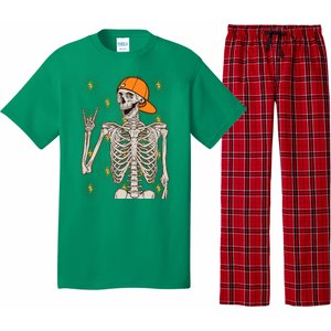 Funny Halloween Rock On Skeleton Pajama Set