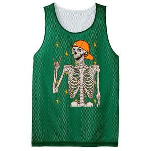 Funny Halloween Rock On Skeleton Mesh Reversible Basketball Jersey Tank