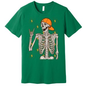 Funny Halloween Rock On Skeleton Premium T-Shirt