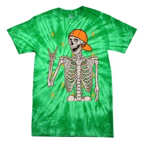 Funny Halloween Rock On Skeleton Tie-Dye T-Shirt