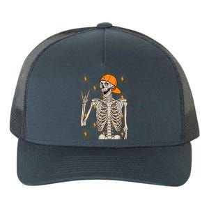 Funny Halloween Rock On Skeleton Yupoong Adult 5-Panel Trucker Hat